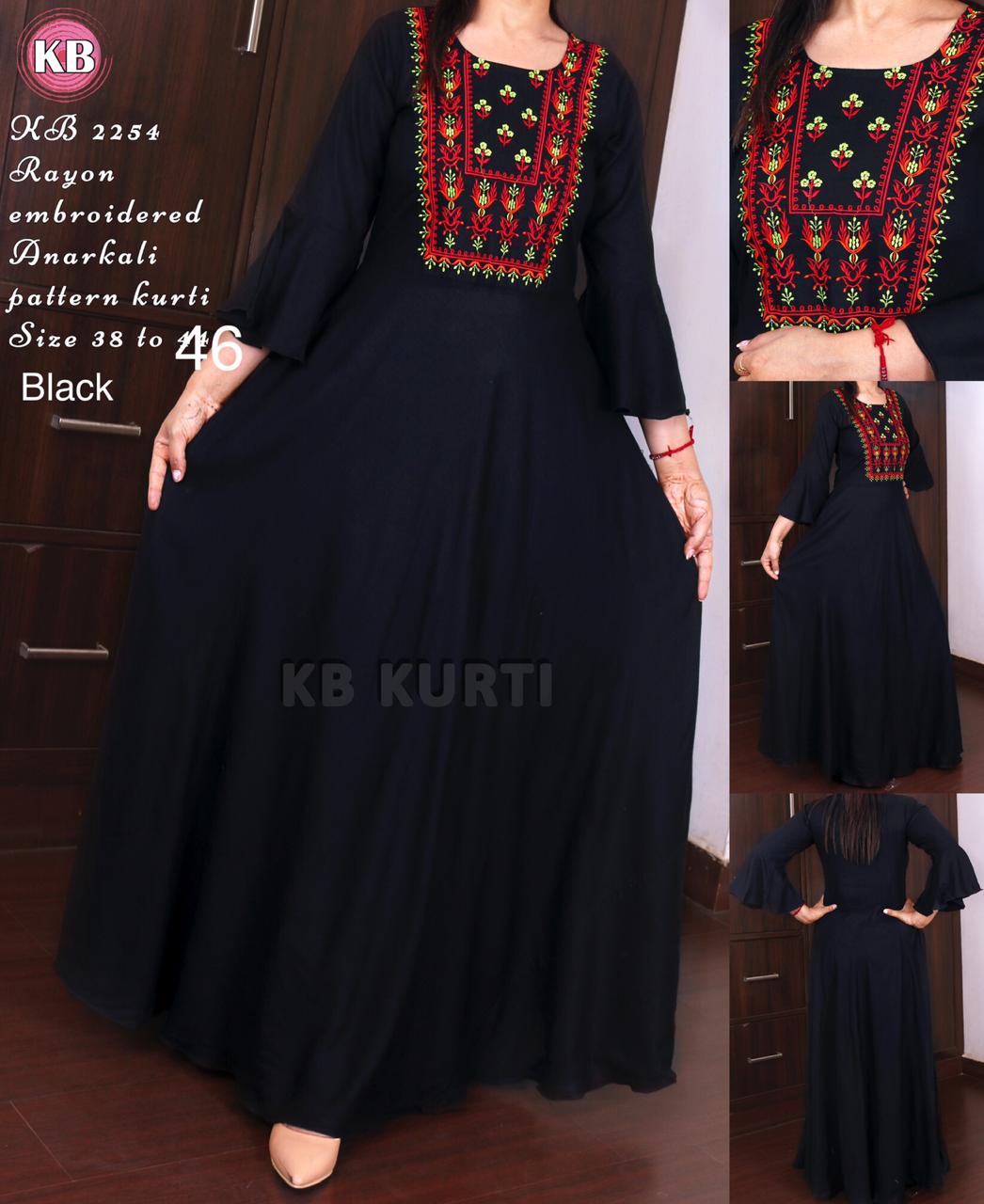 Buy Black Muslin Silk Floral Print Pleated Anarkali Gown – SCAKHI